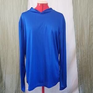 NWT Performance Sports Blue Long Sleeve Athletic Stretch Hoodie Shirt Size L